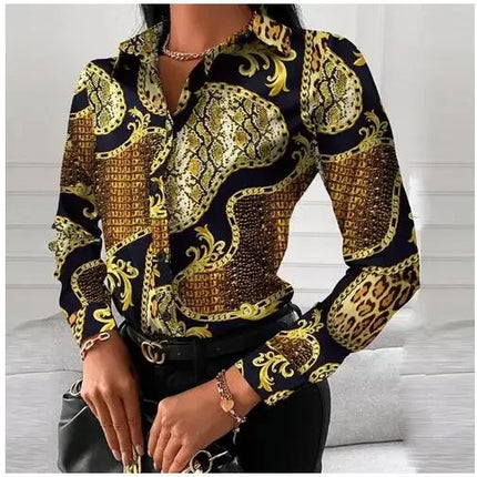 2026 Summer New Women's Long-sleeved Shirt, Single-breasted Printed Shirts Fashion Casual Tops Camisa Female Chemise S-XXL