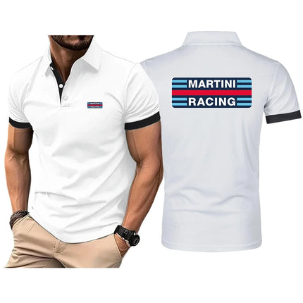 Martini Racing Print 2026 Men's New Cotton Polo Shirts Casual Solid Color Slim Fit Summer Fashion Brand Clothing