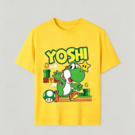 2026 Summer Boys Girls Family Kids T-shirt Tops Summer Cartoon Yoshi Men's Women's Short Sleeve T-shirt Tops
