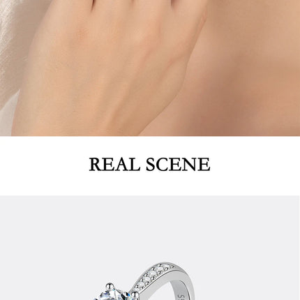 PERFANY 0.5-3CT Moissanite Ring For Women S925 Pure Silver Sparkling Engagement Ring Wedding High-end Jewelry