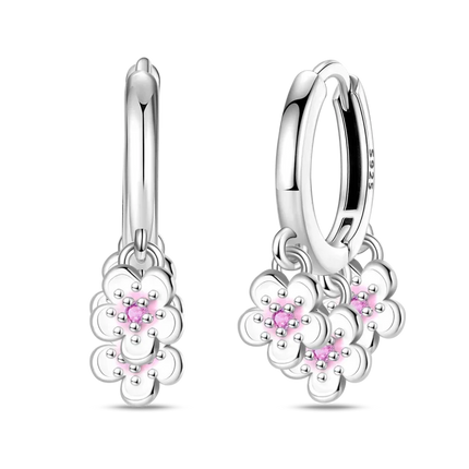 Original Earrings 925 Silver Fruit Series Cherry Strawberry Hoop Earrings Ear Studs Zircon Making Jewelry for Women Girl Party