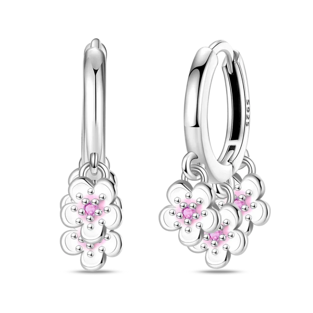 Original Earrings 925 Silver Fruit Series Cherry Strawberry Hoop Earrings Ear Studs Zircon Making Jewelry for Women Girl Party