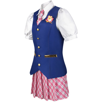 Charm Princess Movies Cosplay Costumes Women Beauty Queen Outfit Girls School Uniform Blue Vest Skirts Halloween Carnival Suit