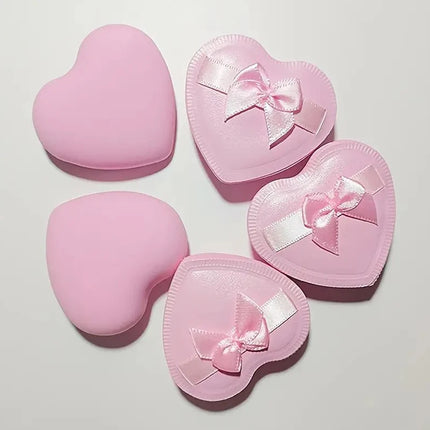 2/5pcs Heart Bow Makeup Powder Puffs That Can Be Used In Both Dry And Wet Combinations Cotton Candy Air Cushion Powder Puff