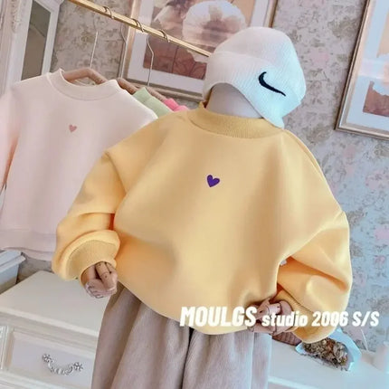 Children's Sweatshirt Autumn and Winter Warm Fleece Baby Clothing Girl Top Baby Boys Thick Sweatshirt