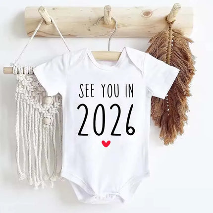 See You in 2026 Pregnancy Announcement Baby Onesie Toddler Jumpsuit Summer Short Sleeve Newborn Boys Girls Outfits