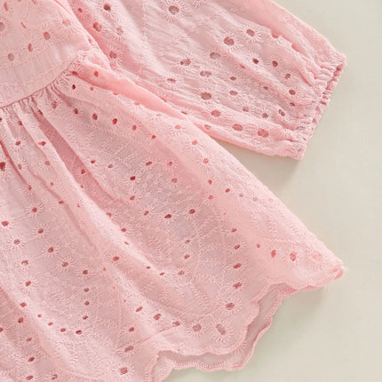 0-24M Toddler Baby Girl Clothes Set Solid Color Cutout Round Neck Long Sleeve T-shirt Tops and Elastic Casual Ruffle Shorts