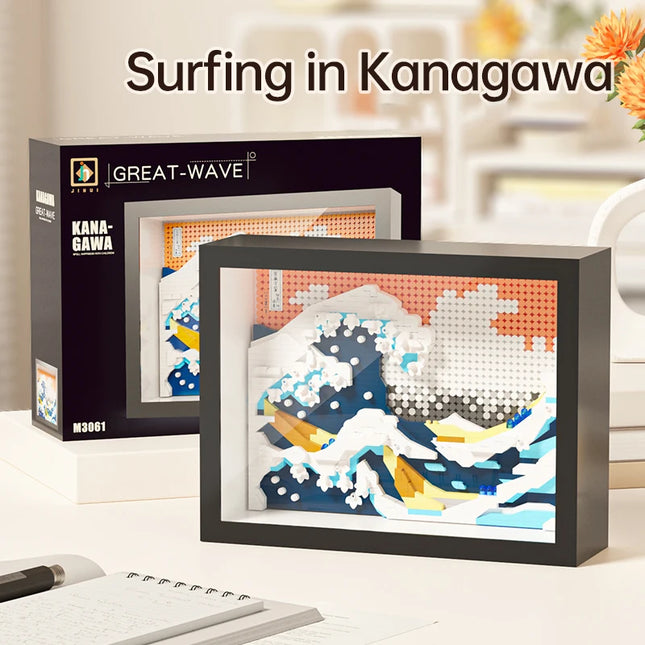 Creative masterpiece series picture assembly photo frame art decoration puzzle building block toy home decoration collection gif