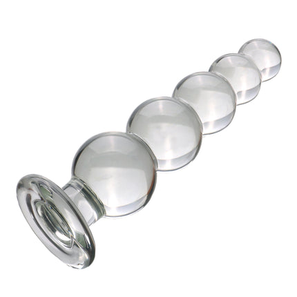 VaHppy Transparent Glass Anal Plug Dilation Training 3/4/5 Beads Diameter 3.5-4.5cm 10-18cm Masturbator for Women Girls Chassis