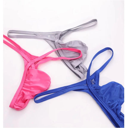 Men's Underwear Ice Silk Satin T Pants Low Waist Comfort Seamless Thongs