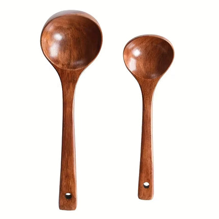 1pc Non-Stick Wooden Cooking Spoon,Daily Solid Anti-scalding Soup Ladle For Kitchen