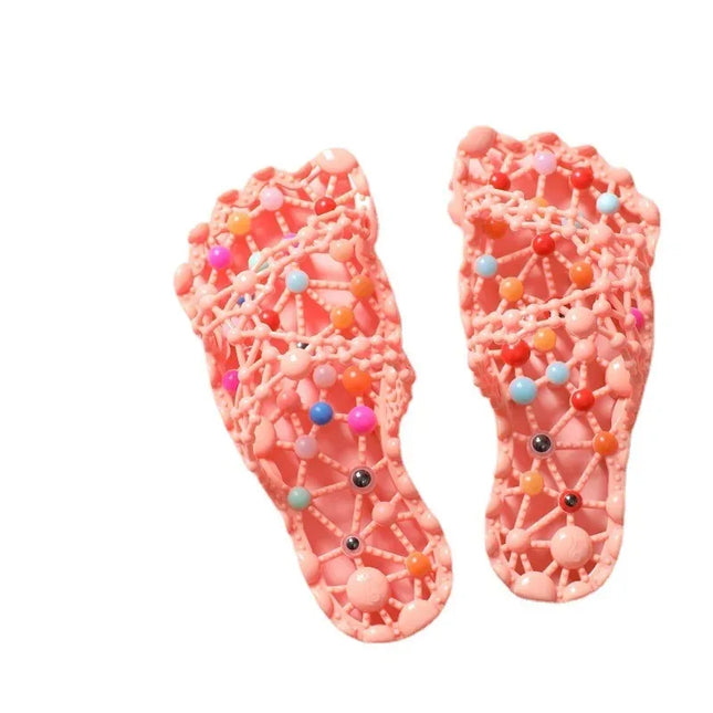 Massage Slippers for Women, Foot Bottom Granules Health Therapy, Anti-Slip Bathing Quick-Drying Indoor Home Bathroom Shoes