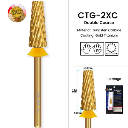 MagiBling Carbide Nail Drill Bits Cross Cut Tapered Barrel Right Left Hand Acrylic Cutter Gel Removal Manicure Tool 3/32'' 16mm