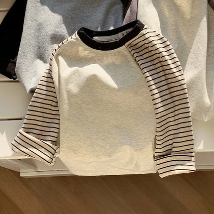 Kids' Striped Long-Sleeve T-Shirt Toddler Girl Loose Bottoming Shirt Boy Baby Casual Tops Fashion Children's Cotton Tees