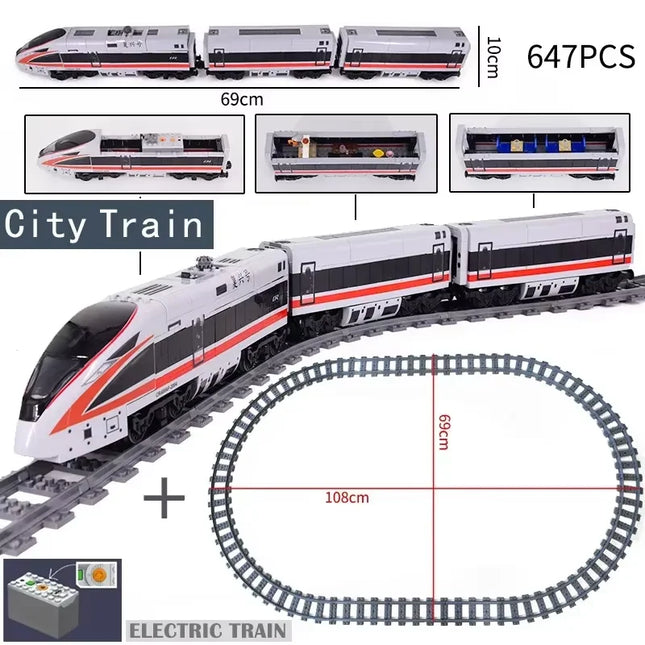 MDXW Electric building block High-tech Train series railway track laying machine engineering educational assembling toys for kid