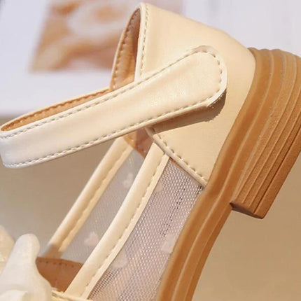 Size 23-35 Children Flat Shoes Lace Girls Princess Shoes with Bow Spring Autumn Summer Wedding Small Leather Shoes