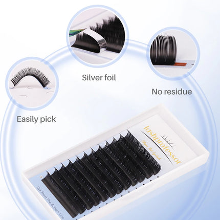 Ellipse Flat Volume Eyelash Extensions Double Split-tips Matte Dark Black 0.15/0.20mm C/CC/D/DD Flat Shape Lashes Lashprofessor