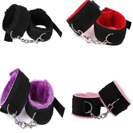 Adjustable Plush Handcuffs & Ankle Cuff Bracelet - Women Cosplay Fetish Adult Game Sexy Toys Accessories