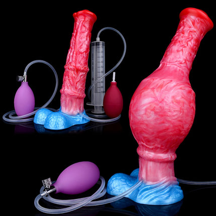 LEZEE Inflatable Dildo Adult Masturbator Silicone Squirting Dildos Horse Penis Vagina Stimulator Inflate Anal Plug Sex Toy Women