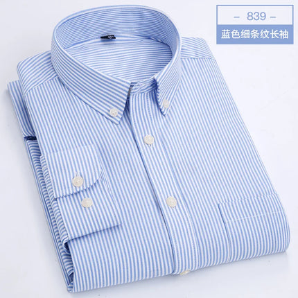 Men's Long-Sleeved Shirt Made of Oxford Fabric, Suitable for All Seasons, Trendy and Versatile, Perfect for Daily Office Wear.