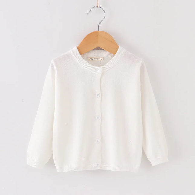 Kids Cardigans for Girls 90-140cm Sweater White Black Toddler Baby Boy Knitwear Jacket Spring Autumn Cotton Children Clothing