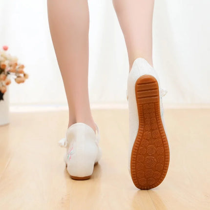 Fashion Embroidery Chinese Style Low-heel Women Shoes Elegant Casual Zapatos Vintage Woman Cloth Single Shoes Ethnic Style