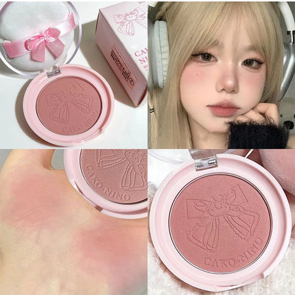 Wish Bow Cute Blusher Lasting Not Easy to Fly Powder Pink Blush Face Brighten Shading Rouge Rubor Korean Dupes Makeup Cosmetics