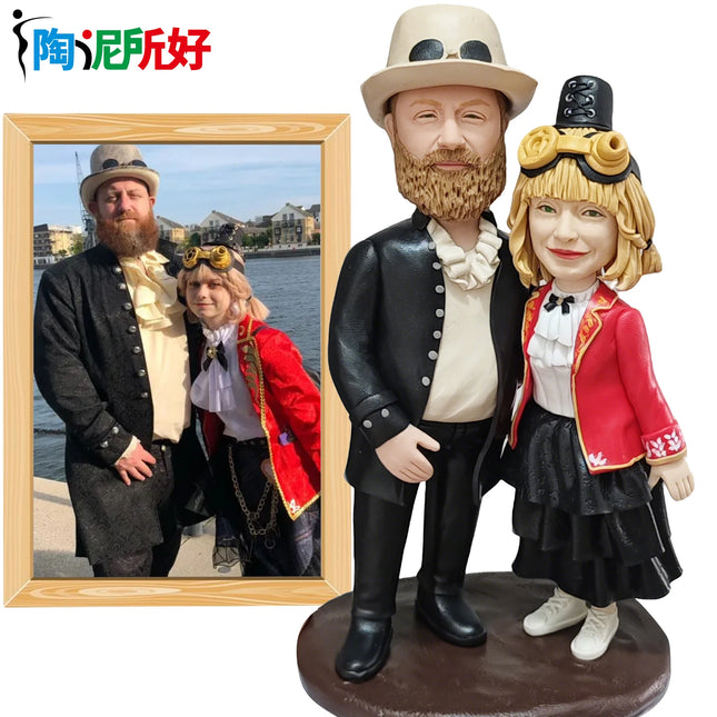Custom Handmade Bobblehead Sculpture Figurines - Personalized Polymer Clay Doll from Your Photo - Wedding Anniversary Gifts for Wife