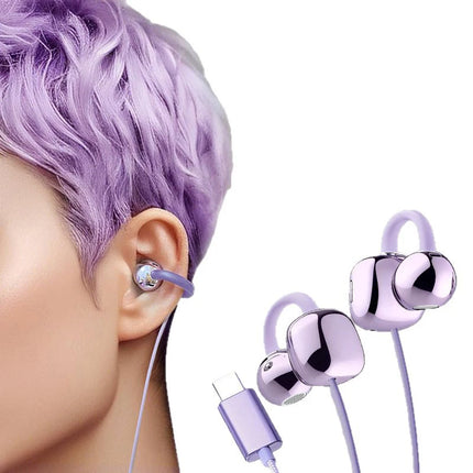 Lenovo 3.5mm/Type-C Clip-On Wired Earphones Bone Conduction HiFi Sound Ultra Light Noise Cancelling Mic For Gaming Work Travel