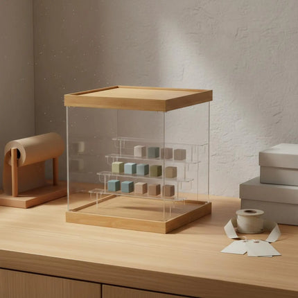 Blind Box Display Stand Dustproof Wood Acrylic Shelf for Collector Room