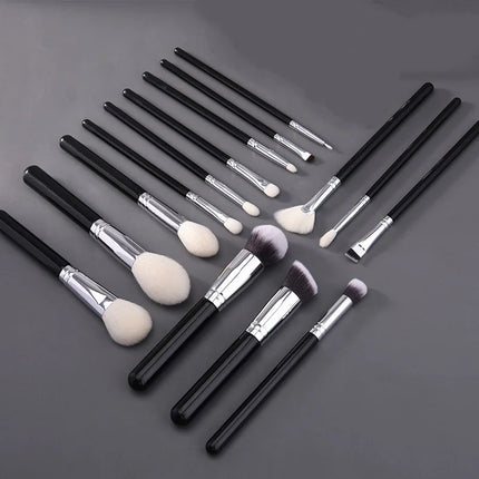 15 Pcs Makeup Brush Set Cosmetic Brushes Makeup Brushes Goat Hair for Eyebrow Eyeshadow Foundation Travel Portable with Pouch