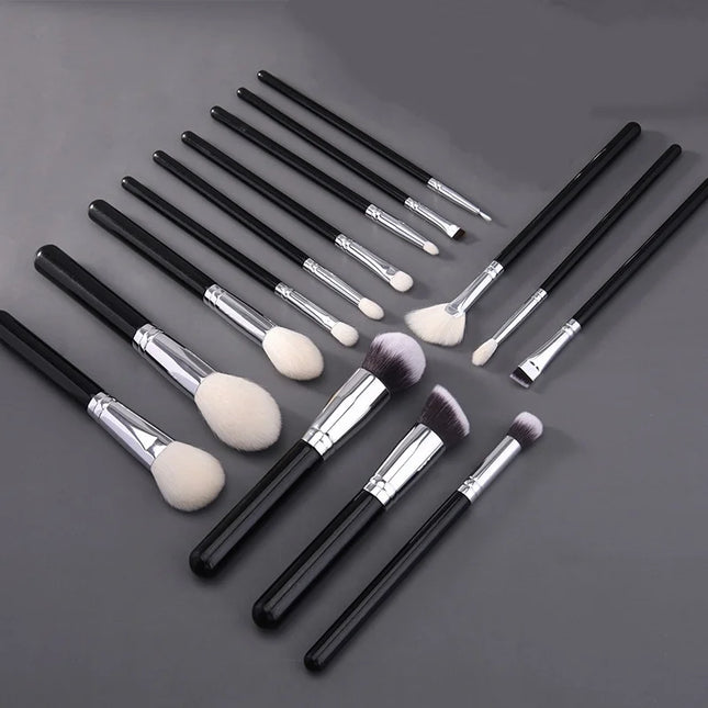 15 Pcs Makeup Brush Set Cosmetic Brushes Makeup Brushes Goat Hair for Eyebrow Eyeshadow Foundation Travel Portable with Pouch