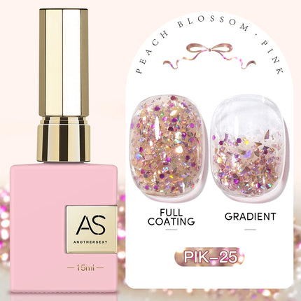 AS 15ml Pink Glass Bead Cat Magnetic Gel Nail Polish Spring Jelly Crystal Semi Permanent Moonlight Soak Off Manicure Varnish Gel