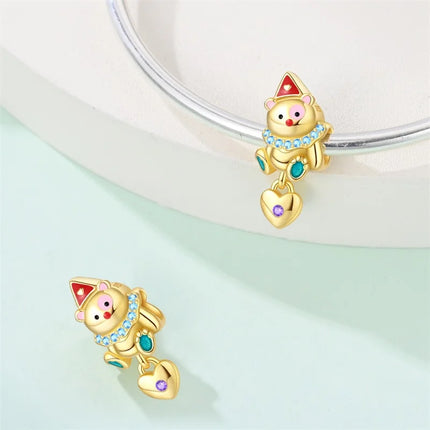 Original Charms Beads 925 Sterling Silver Golden Leopard Firefly Butterfly Hot Air Balloon Beads Fit DIY Bracelet Fine Jewelry
