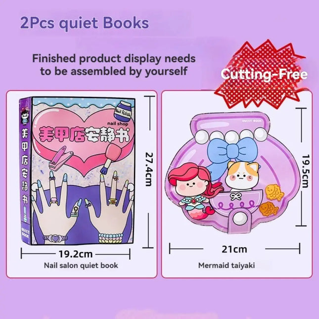 Developmental 3D Nail Shop Quiet Book Creative Homemade DIY Dress Up Puzzle Style Craft Makeup Quiet Book Toddlers
