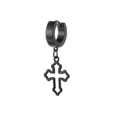 Classic Simple Cross Pendant Earrings Stainless Steel Fashion Vintage Geometric Stud Ear Jewelry Party Gifts For Women Men