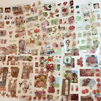 20 Sheets Vintage Glitter Stickers Transparent PET Cut Film Toploader Scrapbooking Deco Stickers Kawaii Journal Stickers