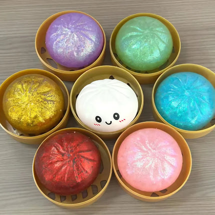 Glitter Dumpling Mystery Box: 6 Colors Random Stress Balls, Aesthetic Desktop Sensory Toy, Creative Office Fidget Gift