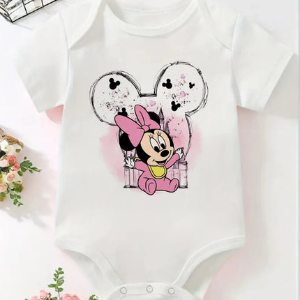 Cute Stitch Angel Mickey Minnie Newborn Baby Romper Short Sleeve Jumpsuit Infants Clothes Summer Fashion Bodysuit