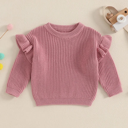 Baby Girls Knit Sweater Clothes New Toddler Infant Newborn Knitwear Soft Spring Long Sleeve Baby Solid Color Pullover Tops