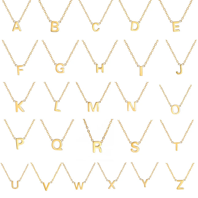 Cazador Minimalist Initial A-Z Letter Necklace for Women Alphabet Stainless Steel Choker Chains Jewelry Birthday Gift Wholesale