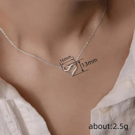 Huitan Infinity Sign Heart Pendant Necklace Charming Graceful Delicate Neck Accessories for Women Love Romantic Wedding Jewelry
