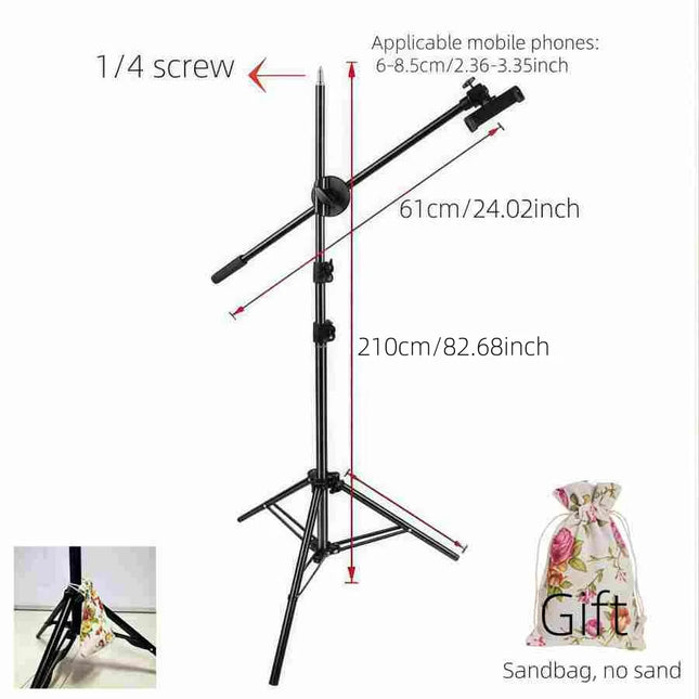 Adjustable 82.68inch Floor Stand Tripod for Phone, Detachable Overhead Stand for Live Streaming, Recording, Cooking, Painting, and Food Photography - No Batteries Required, Perfect for Christmas Gifts, Holiday Offices, Bedroo