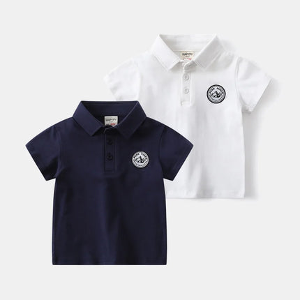 2-6Y Kids Short Sleeve Polo Shirt Summer Girls Boys Collar T-Shirt Stylish Button Design Casual Children's Boy's Clothing Tops
