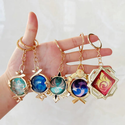 Game Impact Fontaine Sumeru Wanderer Light Pervious Key Chain 7 Element Eye Of Original God Cosplay Toy KeyRing