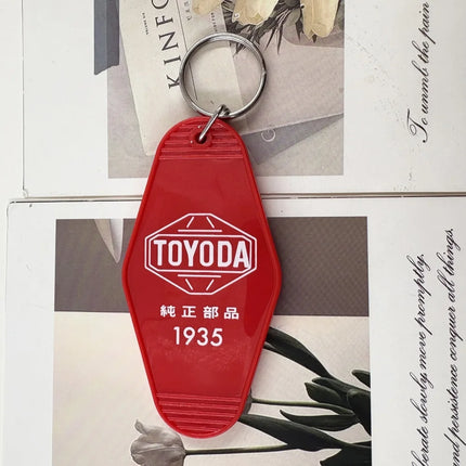 Japanese Retro Camping Style Toyoda Keychain Toyota Trend Fuji Subaru Car Interior Decoration Plate Pendant Keychain