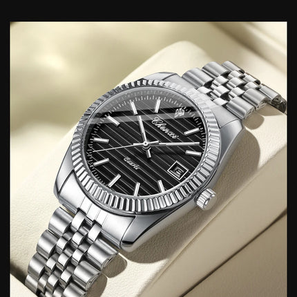 CHENXI 004D Fashion Original Classic Watches for Men Stainless Steel Band Quartz Date Display Male Sport Waterproof Wristwatch