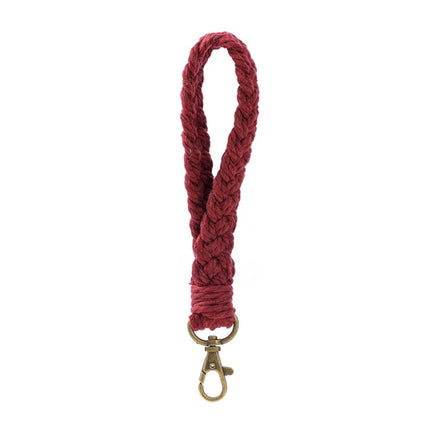 Soft Cotton Rope Keychain Boho Handmade Wristlet Bracelet Key Chain Long Weaving Wrist Lanyard Car Key Holder for Women Gift