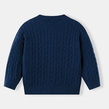 England Style Kids Knitted Sweater Twisted Button Cardigans Full Sleeve O Neck Boys Girls Cotton Jumper Children's Jacket Coat