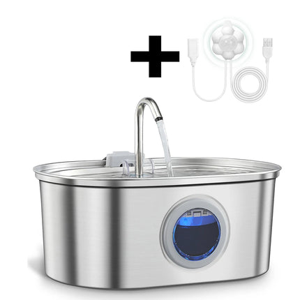 3.2L pet water dispenser, ultra-quiet stainless steel cat water fountain, automatic cat water fountain with water level window